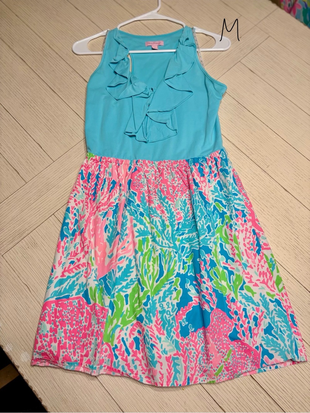 Lilly Pulitzer Let’s Cha Cha - Ruffle Tank Dress with Coral, Lime & Blue Print